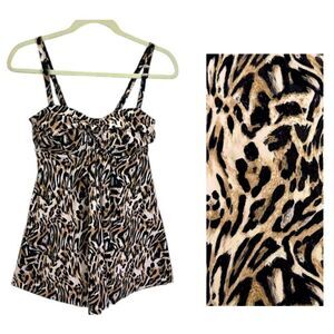Nicole Miller Swimsuit Small Flyaway Leopard NWOT